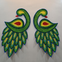 Peacock Rangoli Mat 2 feet pair